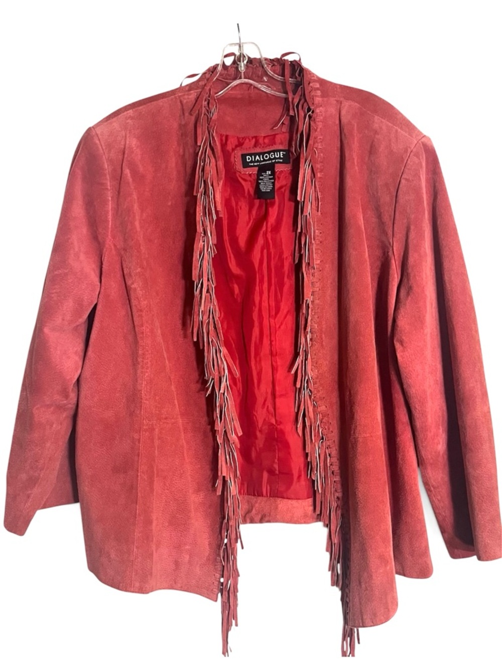 Dialogue Fringe Light Rust  Suede Leather Jacket 2X - Picture 2 of 9
